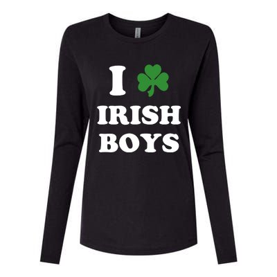 I Love Irish Boy St. Paddy Baby Ireland Hamrock Baby Funny St. Patricks Day Womens Cotton Relaxed Long Sleeve T-Shirt