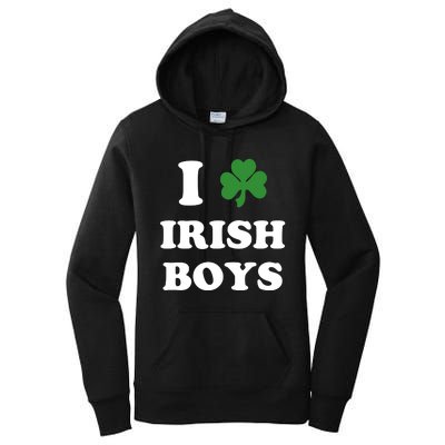 I Love Irish Boy St. Paddy Baby Ireland Hamrock Baby Funny St. Patricks Day Women's Pullover Hoodie