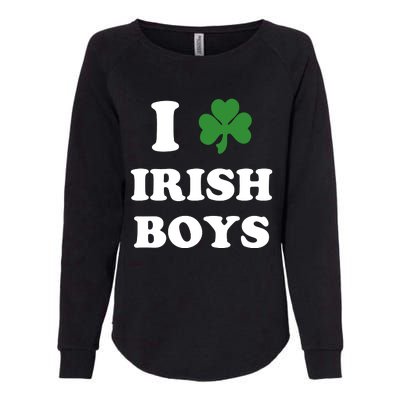 I Love Irish Boy St. Paddy Baby Ireland Hamrock Baby Funny St. Patricks Day Womens California Wash Sweatshirt