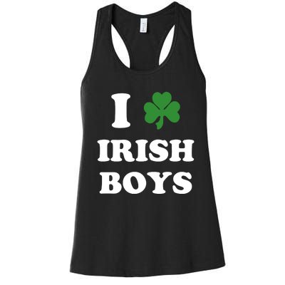 I Love Irish Boy St. Paddy Baby Ireland Hamrock Baby Funny St. Patricks Day Women's Racerback Tank