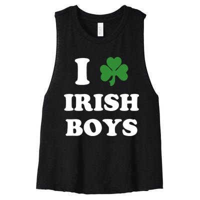 I Love Irish Boy St. Paddy Baby Ireland Hamrock Baby Funny St. Patricks Day Women's Racerback Cropped Tank