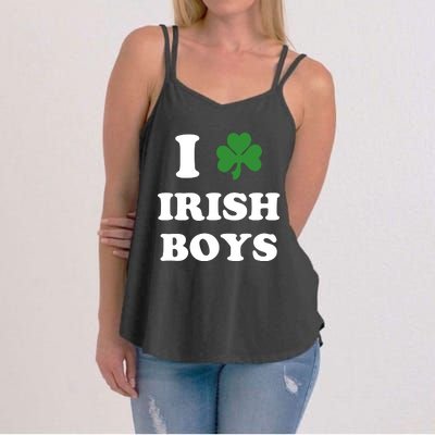 I Love Irish Boy St. Paddy Baby Ireland Hamrock Baby Funny St. Patricks Day Women's Strappy Tank