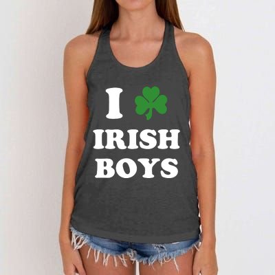 I Love Irish Boy St. Paddy Baby Ireland Hamrock Baby Funny St. Patricks Day Women's Knotted Racerback Tank