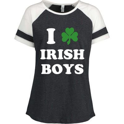 I Love Irish Boy St. Paddy Baby Ireland Hamrock Baby Funny St. Patricks Day Enza Ladies Jersey Colorblock Tee