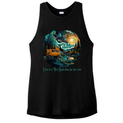 I Live In A Van Gogh Down By The River Ladies PosiCharge Tri-Blend Wicking Tank