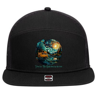 I Live In A Van Gogh Down By The River 7 Panel Mesh Trucker Snapback Hat