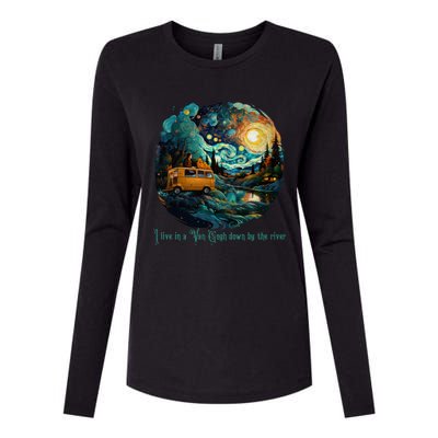 I Live In A Van Gogh Down By The River Womens Cotton Relaxed Long Sleeve T-Shirt