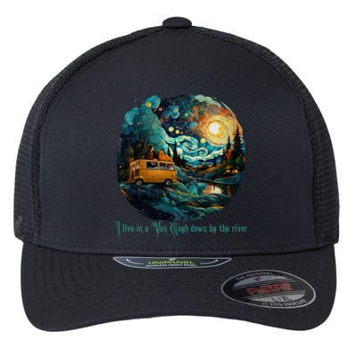 I Live In A Van Gogh Down By The River Flexfit Unipanel Trucker Cap