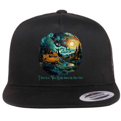 I Live In A Van Gogh Down By The River Flat Bill Trucker Hat