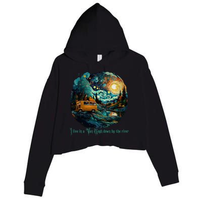 I Live In A Van Gogh Down By The River Crop Fleece Hoodie