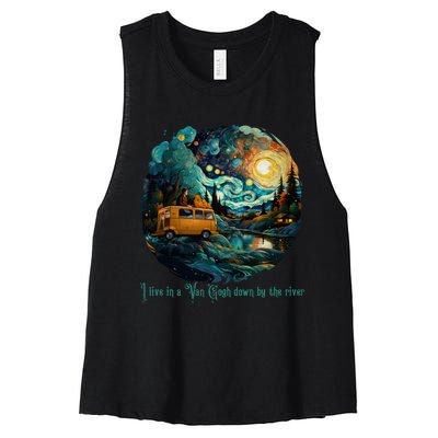 I Live In A Van Gogh Down By The River Women's Racerback Cropped Tank