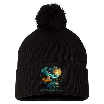 I Live In A Van Gogh Down By The River Pom Pom 12in Knit Beanie