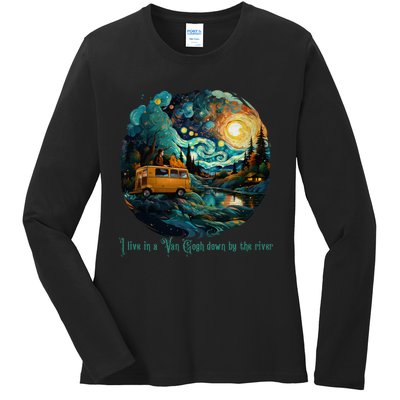 I Live In A Van Gogh Down By The River Ladies Long Sleeve Shirt