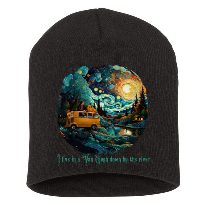 I Live In A Van Gogh Down By The River Short Acrylic Beanie