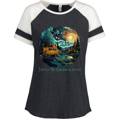 I Live In A Van Gogh Down By The River Enza Ladies Jersey Colorblock Tee