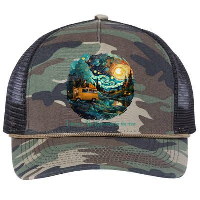 I Live In A Van Gogh Down By The River Retro Rope Trucker Hat Cap