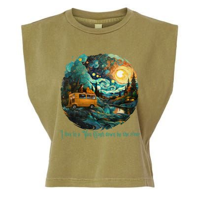 I Live In A Van Gogh Down By The River Garment-Dyed Women's Muscle Tee