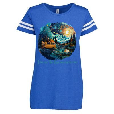 I Live In A Van Gogh Down By The River Enza Ladies Jersey Football T-Shirt