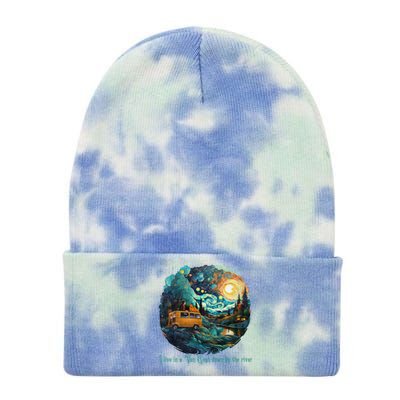 I Live In A Van Gogh Down By The River Tie Dye 12in Knit Beanie