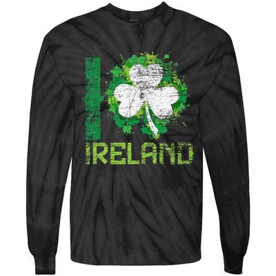 I Love Ireland Saint Patrick's Day Tie-Dye Long Sleeve Shirt