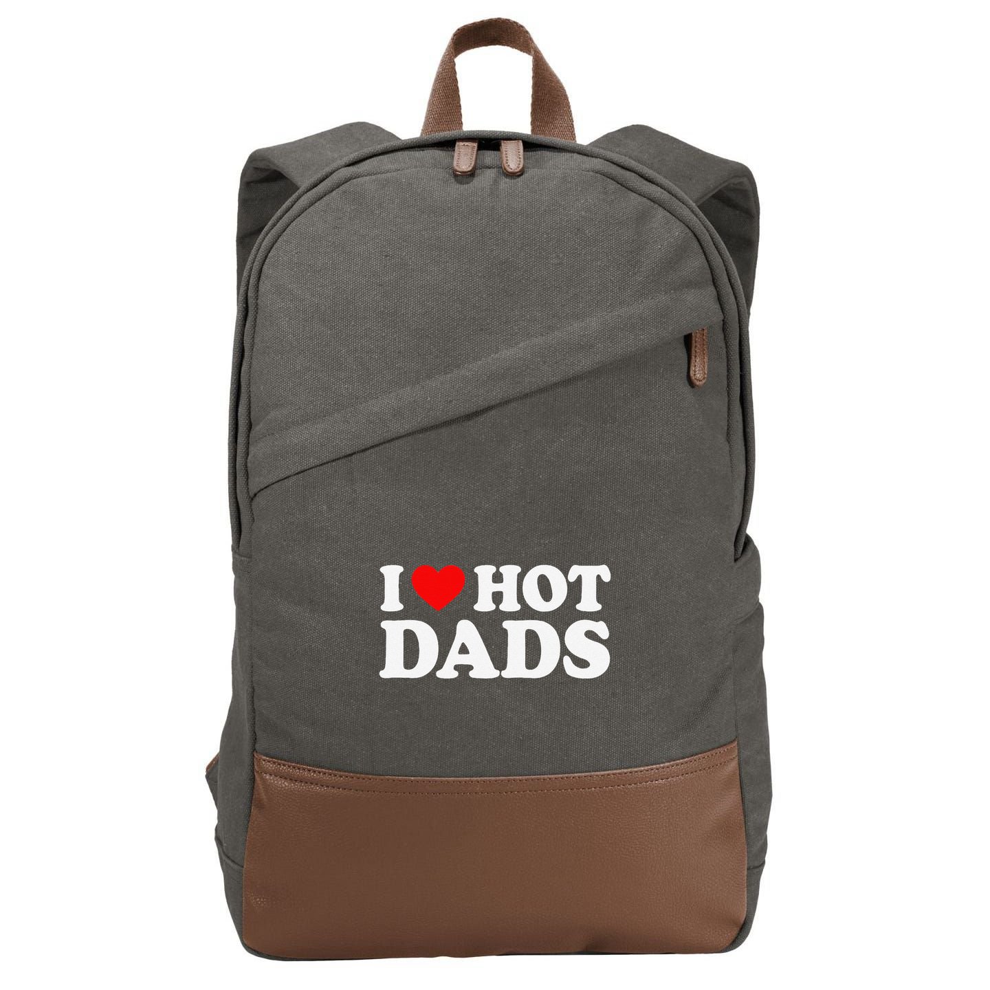 I Love I Heart Hot Dads Cotton Canvas Backpack