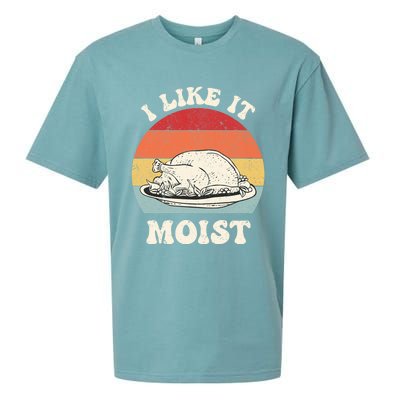 I Like It Moist Thanksgiving Turkey Leg Day Funny Vintage Gift Sueded Cloud Jersey T-Shirt