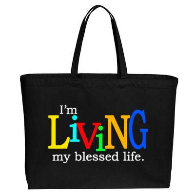 IM Living In My Blessed Life Cotton Canvas Jumbo Tote