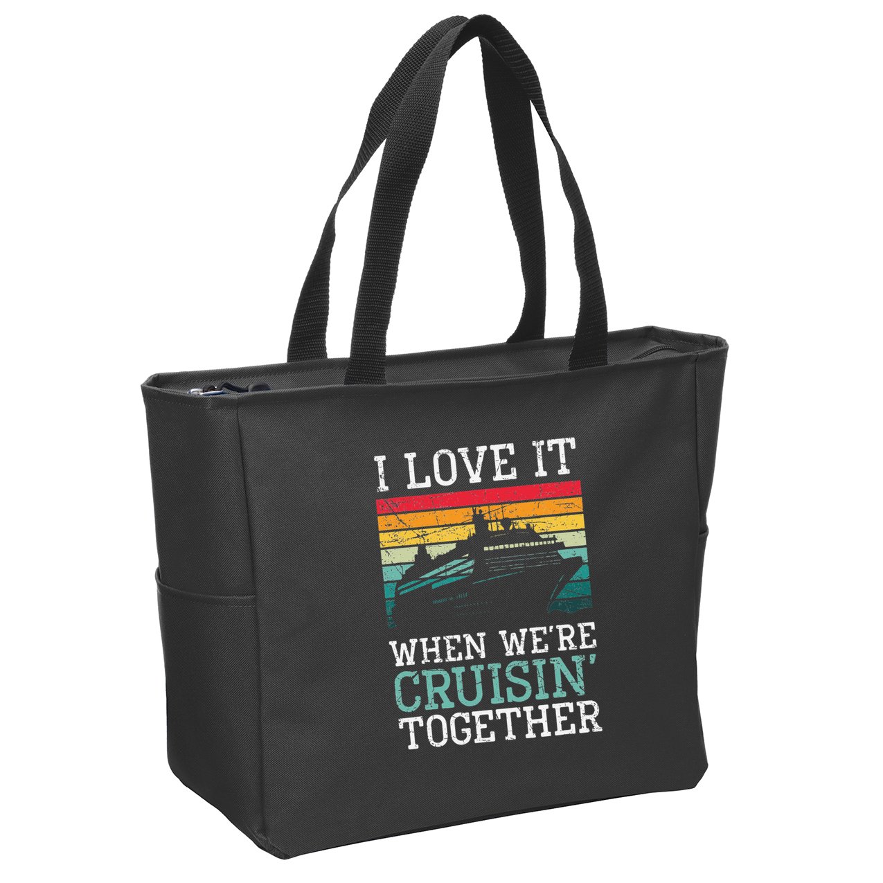 I Love It When We're Cruisin' Together retro Bailing Boat Zip Tote Bag