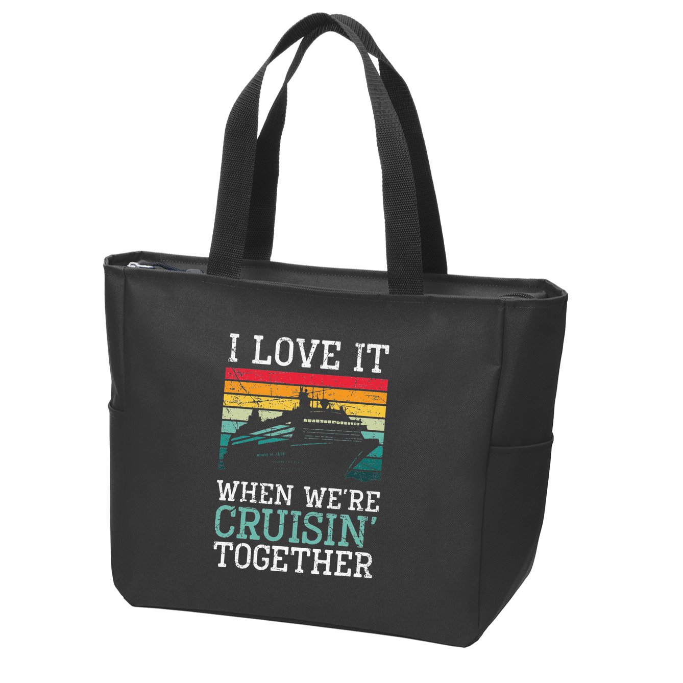 I Love It When We're Cruisin' Together retro Bailing Boat Zip Tote Bag