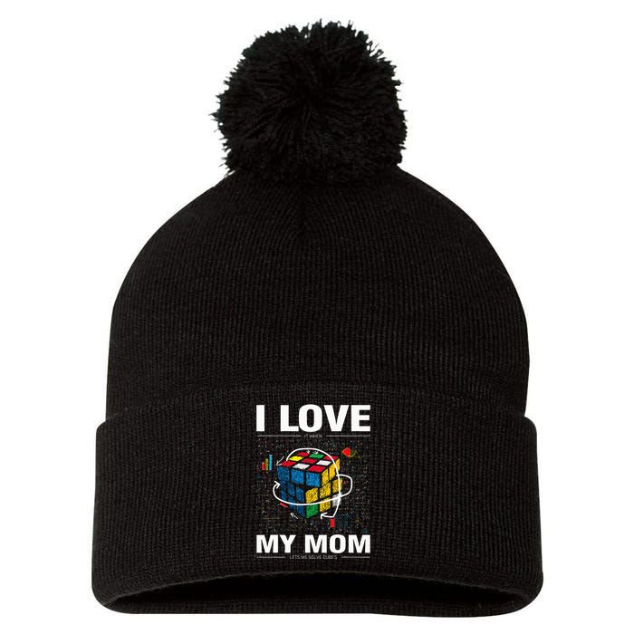 I Love It When My Mom Lets Me Solve Cubes Speedcubing Pom Pom 12in Knit Beanie