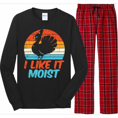 I Like It Moist Turkey Funny Thanksgiving Adult Gift Long Sleeve Pajama Set