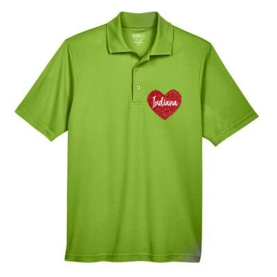 I Love Indiana Usa Red Heart Great Gift Men's Origin Performance Pique Polo