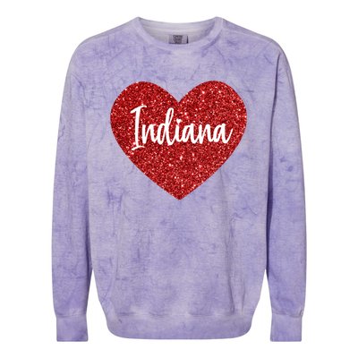 I Love Indiana Usa Red Heart Great Gift Colorblast Crewneck Sweatshirt