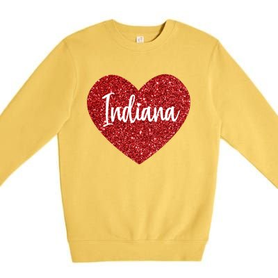 I Love Indiana Usa Red Heart Great Gift Premium Crewneck Sweatshirt