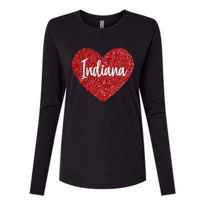 I Love Indiana Usa Red Heart Great Gift Womens Cotton Relaxed Long Sleeve T-Shirt