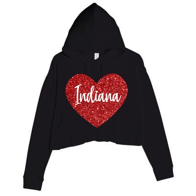 I Love Indiana Usa Red Heart Great Gift Crop Fleece Hoodie