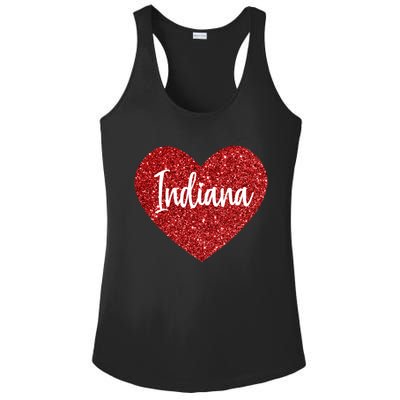 I Love Indiana Usa Red Heart Great Gift Ladies PosiCharge Competitor Racerback Tank