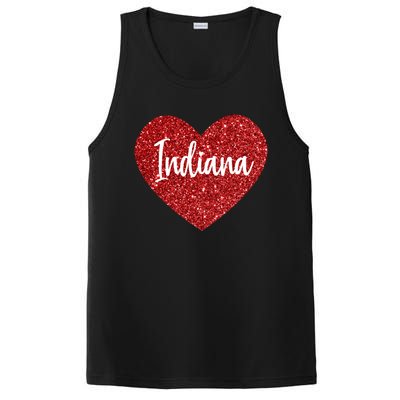 I Love Indiana Usa Red Heart Great Gift PosiCharge Competitor Tank