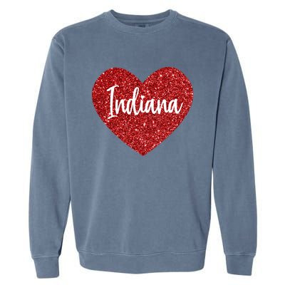 I Love Indiana Usa Red Heart Great Gift Garment-Dyed Sweatshirt