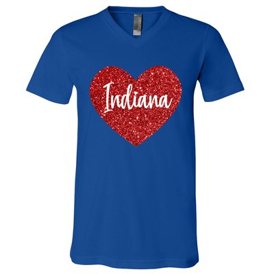 I Love Indiana Usa Red Heart Great Gift V-Neck T-Shirt