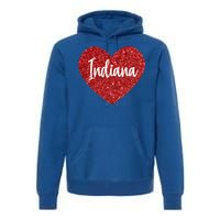 I Love Indiana Usa Red Heart Great Gift Premium Hoodie