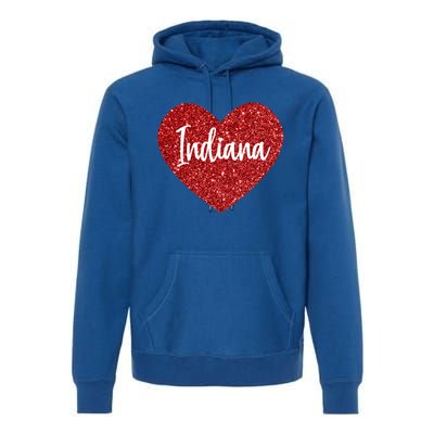 I Love Indiana Usa Red Heart Great Gift Premium Hoodie