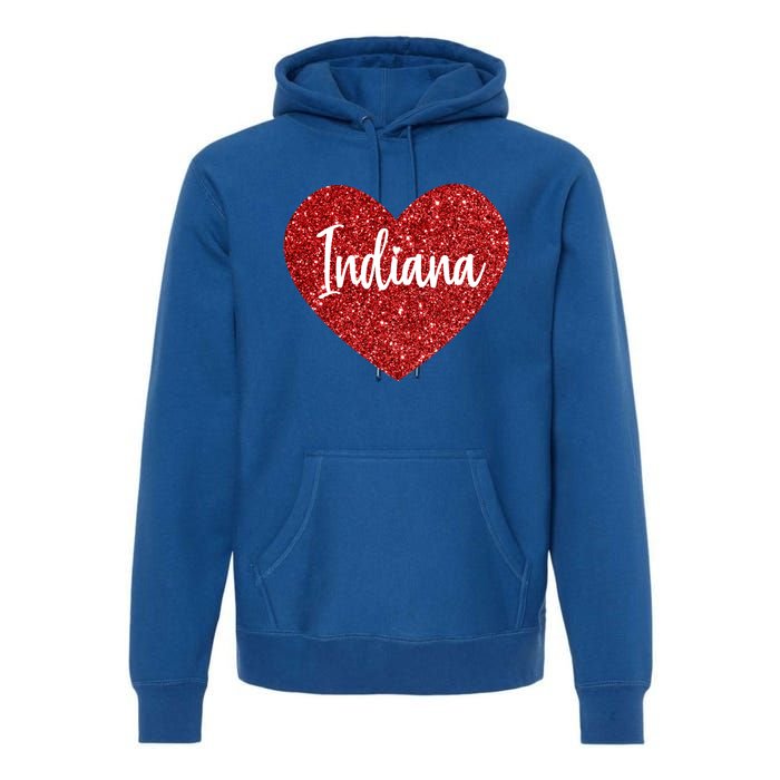 I Love Indiana Usa Red Heart Great Gift Premium Hoodie