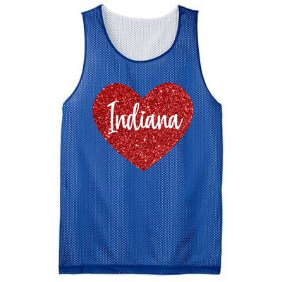 I Love Indiana Usa Red Heart Great Gift Mesh Reversible Basketball Jersey Tank