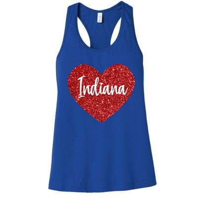 I Love Indiana Usa Red Heart Great Gift Women's Racerback Tank