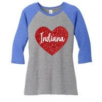 I Love Indiana Usa Red Heart Great Gift Women's Tri-Blend 3/4-Sleeve Raglan Shirt