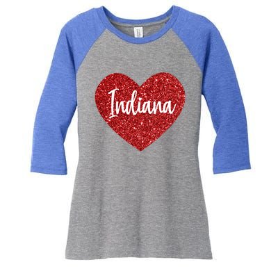 I Love Indiana Usa Red Heart Great Gift Women's Tri-Blend 3/4-Sleeve Raglan Shirt