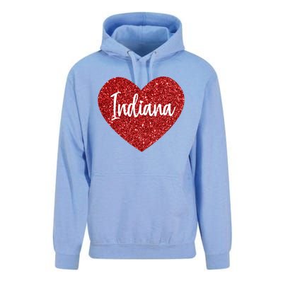 I Love Indiana Usa Red Heart Great Gift Unisex Surf Hoodie