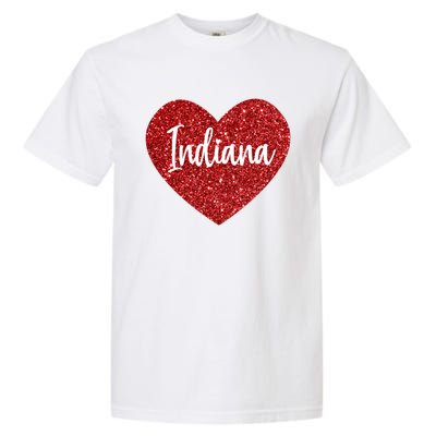 I Love Indiana Usa Red Heart Great Gift Garment-Dyed Heavyweight T-Shirt