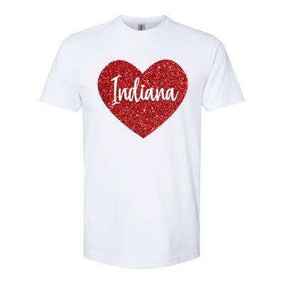 I Love Indiana Usa Red Heart Great Gift Softstyle CVC T-Shirt